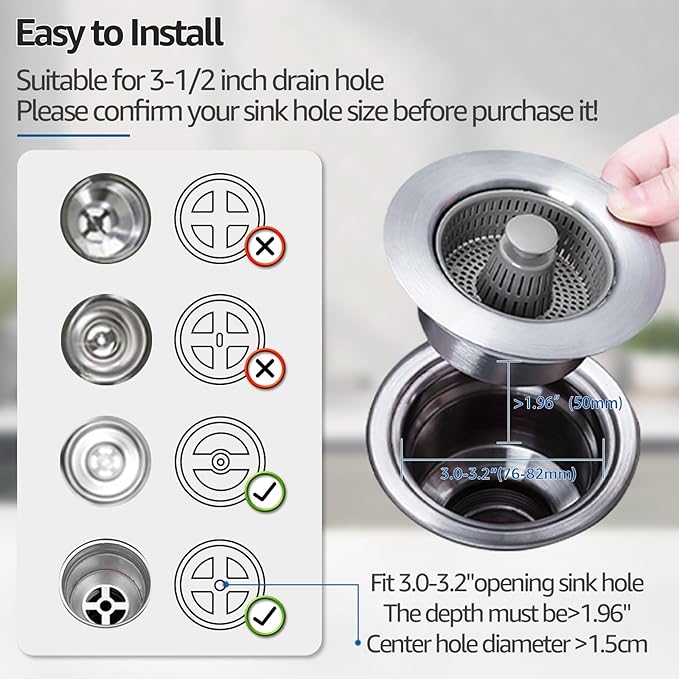 Ultimate 3-in-1 Anti-Clogging Kitchen Sink Drain Strainer US Standard – Limited Stock