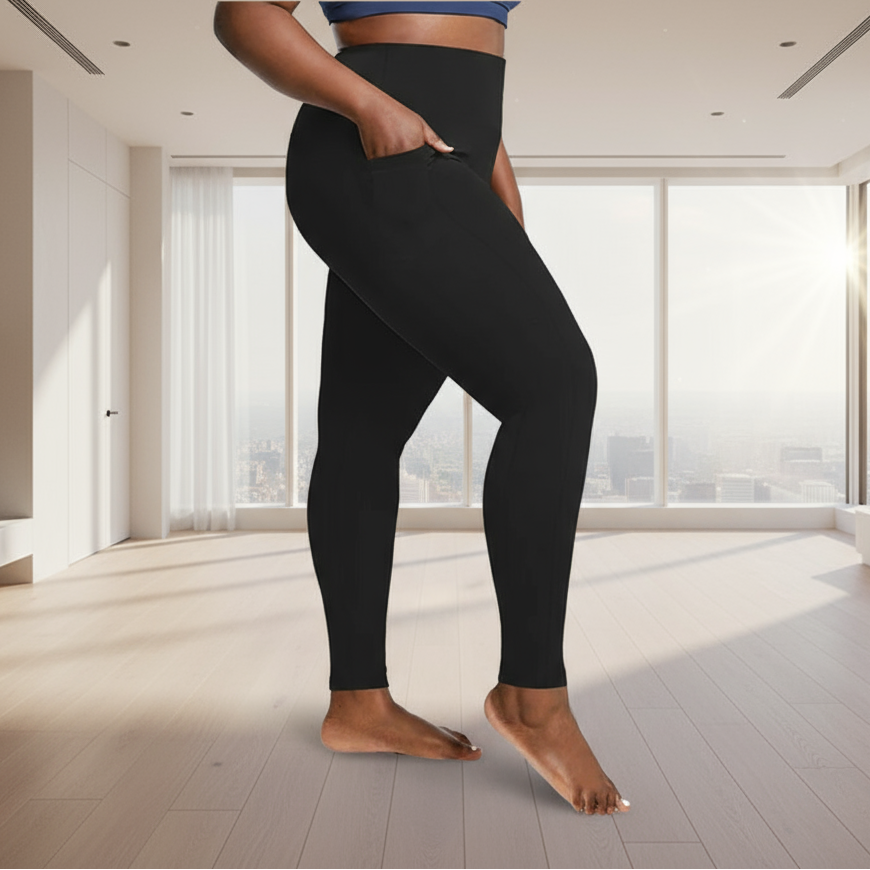 FlexSculpt- Plus Size High-Waist Leggings with Pockets - Tummy Control Pants