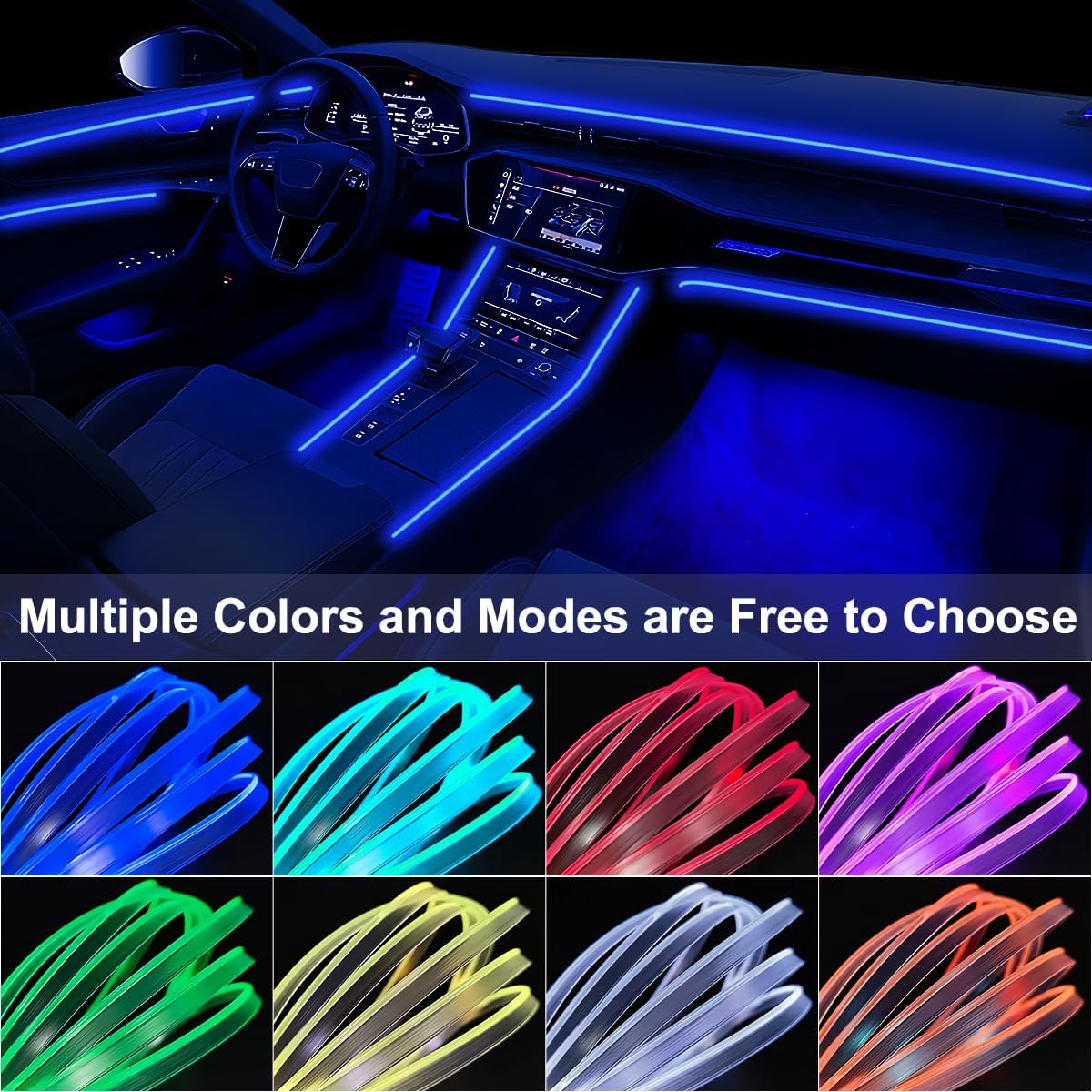 RGB Interior Car LED Lights – Music Sync & App Control!