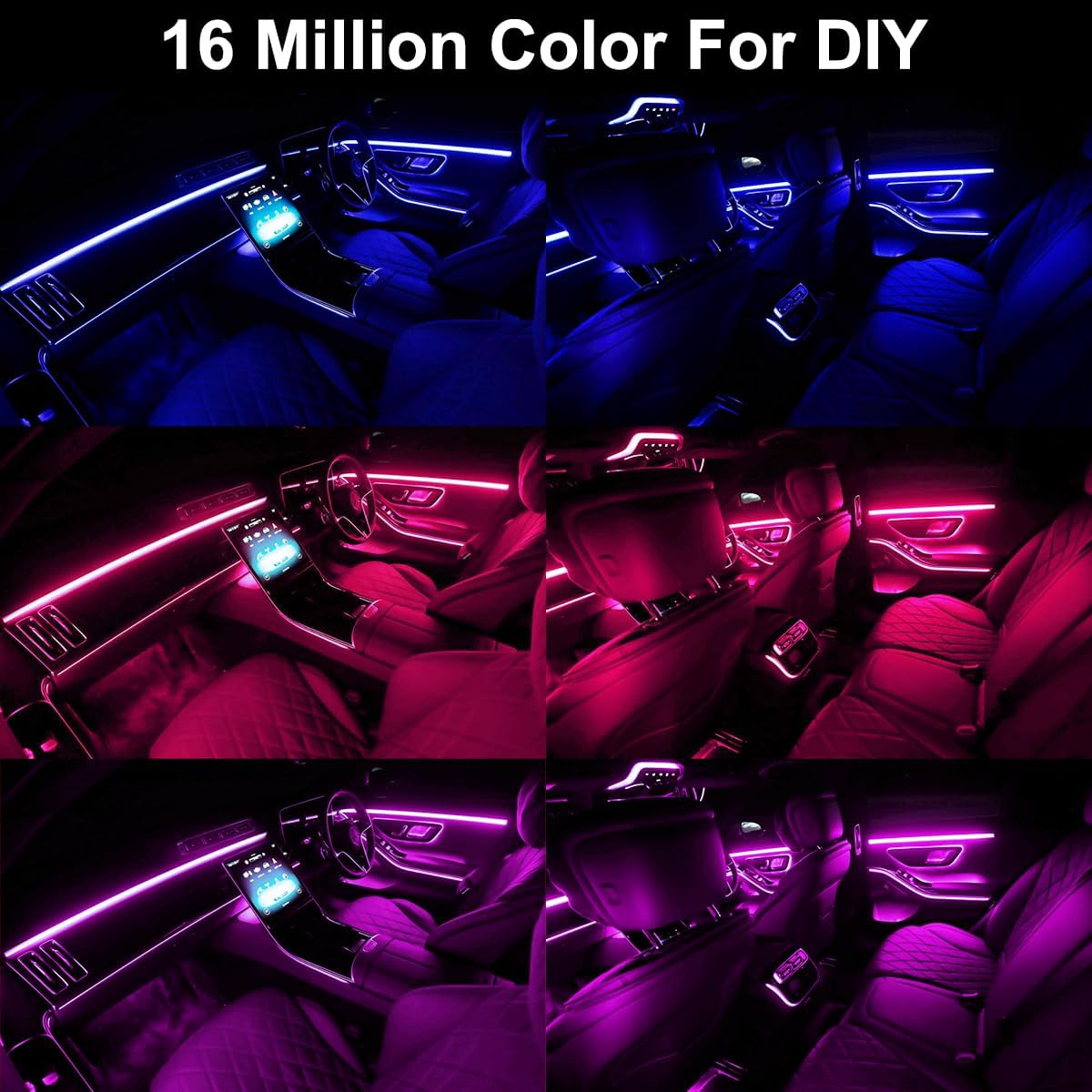RGB Interior Car LED Lights – Music Sync & App Control!