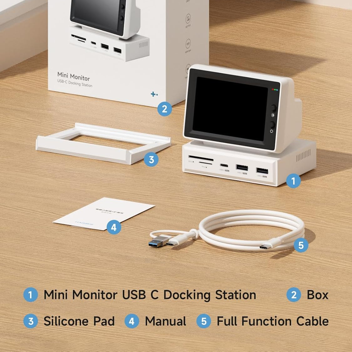 Mini IPS Monitor & USB-C Dock – Ultimate Multi-Function Display!
