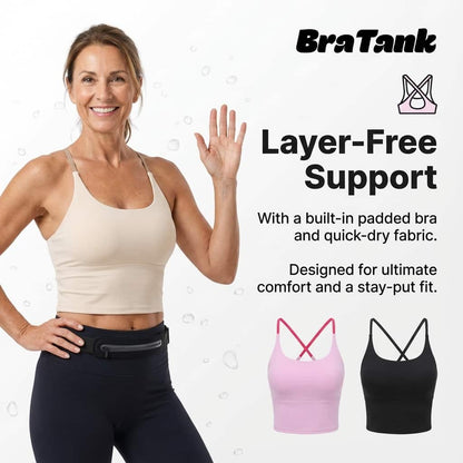 Crisscross Comfort Tank - Quick-Dry with Built-In Padded Bra