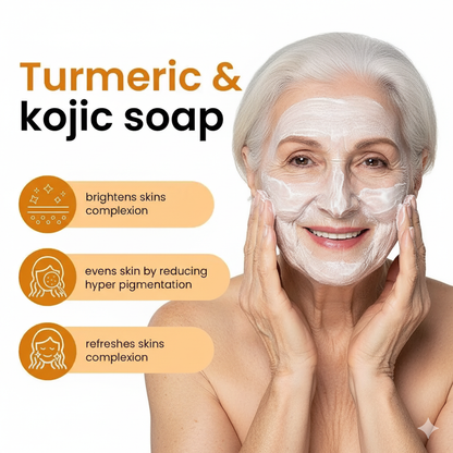 Lemon, Turmeric & Kojic Acid Soap - Natural Brightening Body and Face - Gentle on Mature Skin