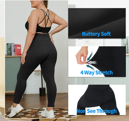 FlexSculpt- Plus Size High-Waist Leggings with Pockets - Tummy Control Pants