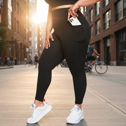 FlexSculpt- Plus Size High-Waist Leggings with Pockets - Tummy Control Pants
