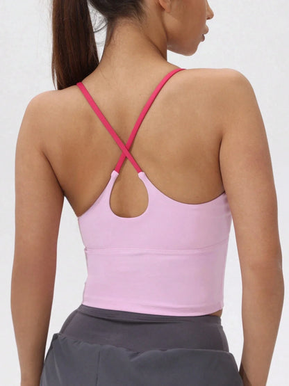Crisscross Comfort Tank - Quick-Dry with Built-In Padded Bra