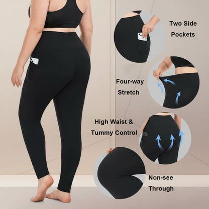 FlexSculpt- Plus Size High-Waist Leggings with Pockets - Tummy Control Pants