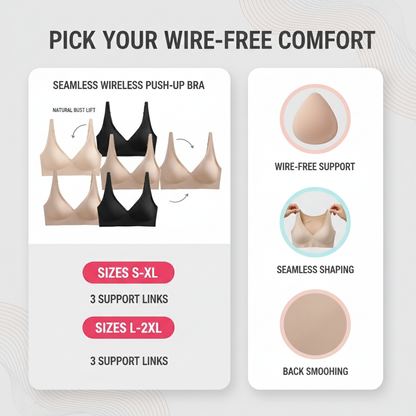 Seamless Wireless Push-Up Bra - Full Coverage Comfort with Natural Lift