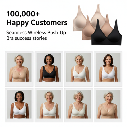Seamless Wireless Push-Up Bra - Full Coverage Comfort with Natural Lift