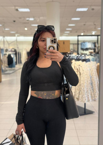 Halter Crop Sports Tank & Thumb-Hole Workout Tee Set