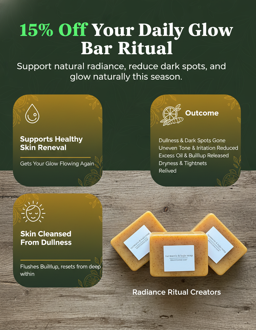 Lemon, Turmeric & Kojic Acid Soap - Natural Brightening Body and Face - Gentle on Mature Skin